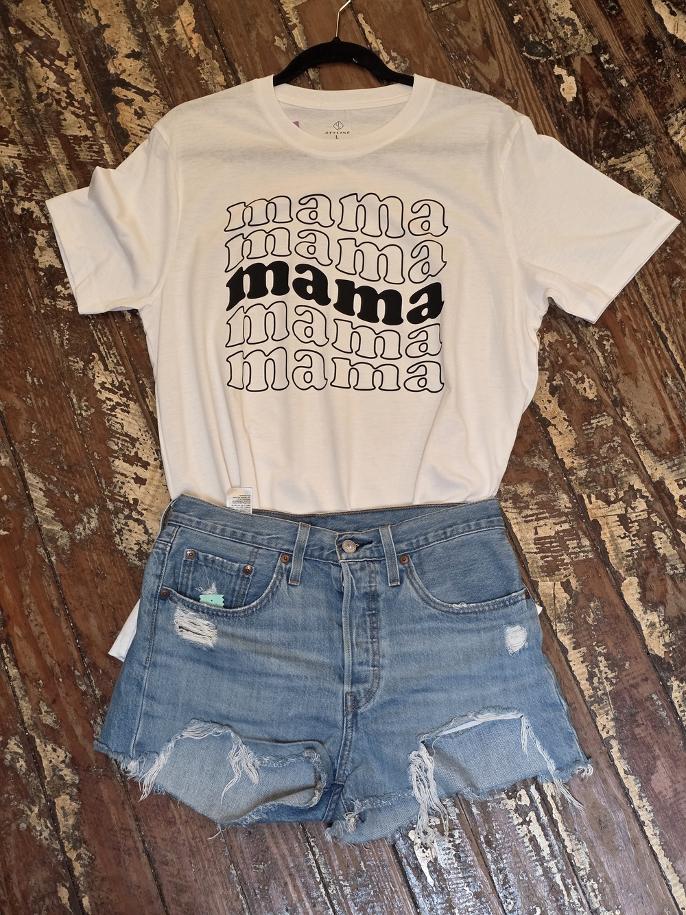 Mama Graphic Tee - White with Black Print. Typewriter Font Print. M, L, XL